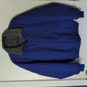 J. Crew Vintage Oarsman Mens Fleece Lined Nylon Jacket Size Medium Blue Zip Up